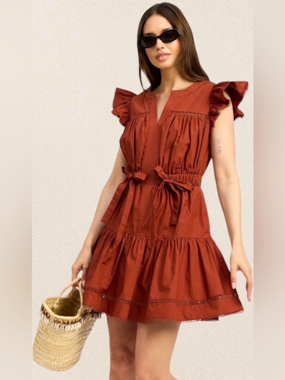 En Saison Emma Mini Dress NWT Terracotta Cotton S